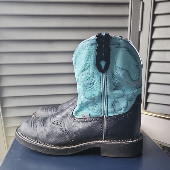 Justin Boots Shoes - Justin Gypsy Western Short 8" Boots Aqua and Black